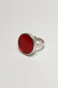 Silver ring with red acrylic